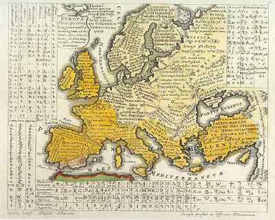 Jazyková mapa Evropy z 18. století