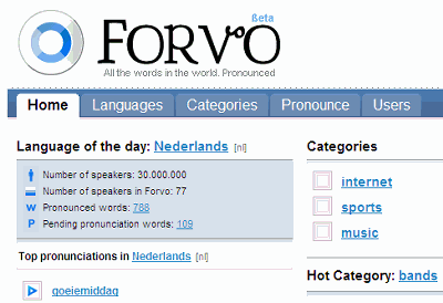 Forvo – online slovník výslovnosti všech jazyků