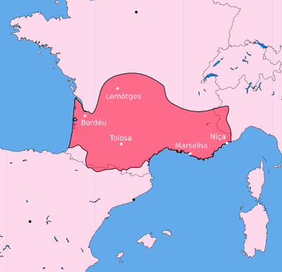 Okcitánské území na jihu Francie