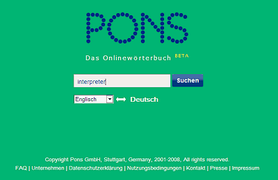 PONS.eu – zadávací maska