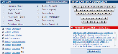 Rozšířené funkce online slovníků na Klikni.cz