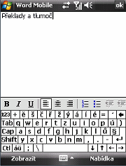 Zadávání znaků na Windows Mobile I: softwarová klávesnice
